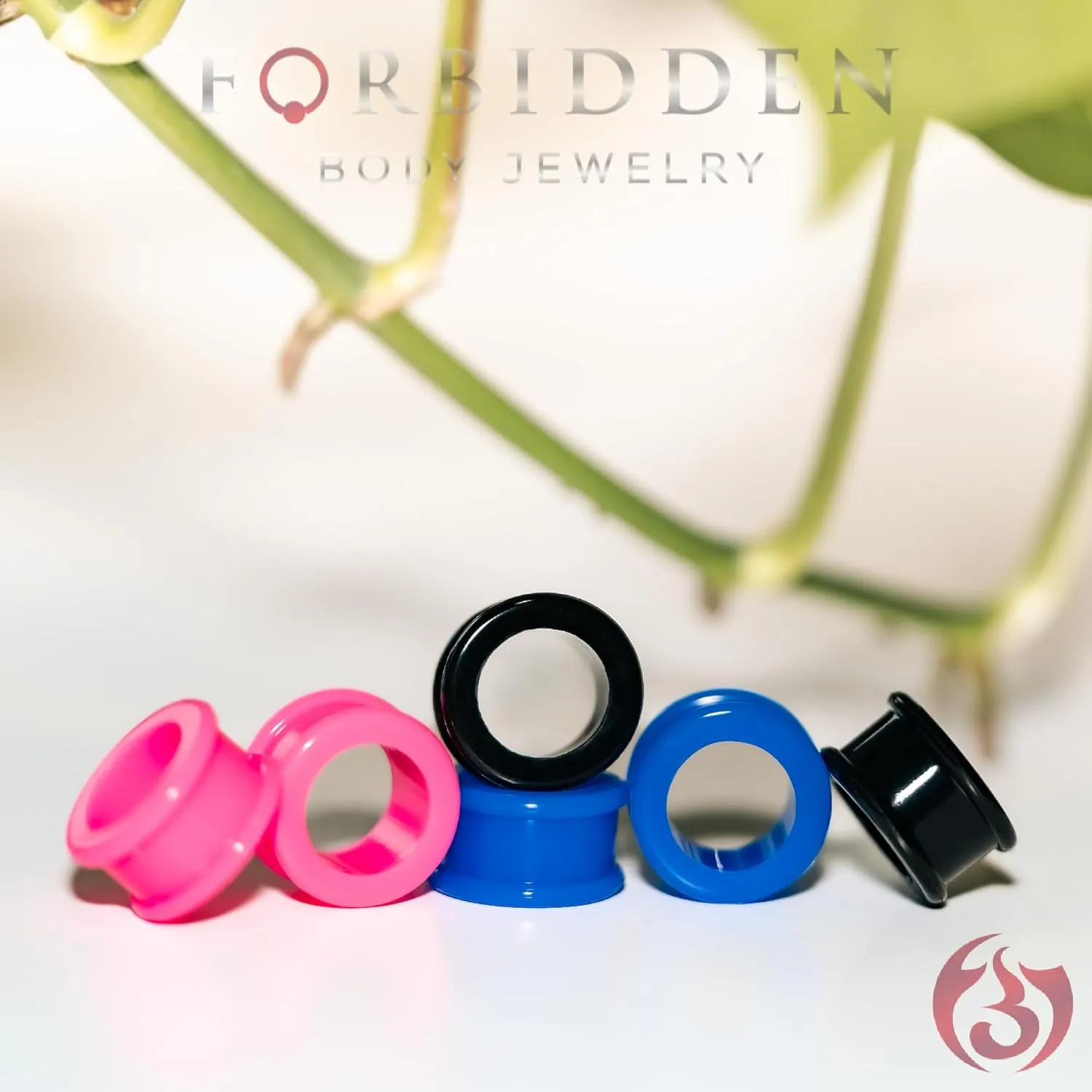 Forbidden Body Jewelry Set of 00G Ultra Soft Comfort Fit Silicone Ear Gauges, 00 Gauge 10mm Flat Double Flared Tunnel Plug Earrings