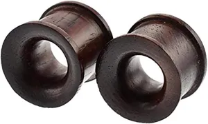 Forbidden Body Jewelry Set of Organic Sono Wood Ear Gauges, 10mm - 25mm Double Flared Saddle Tunnel Plug Earrings