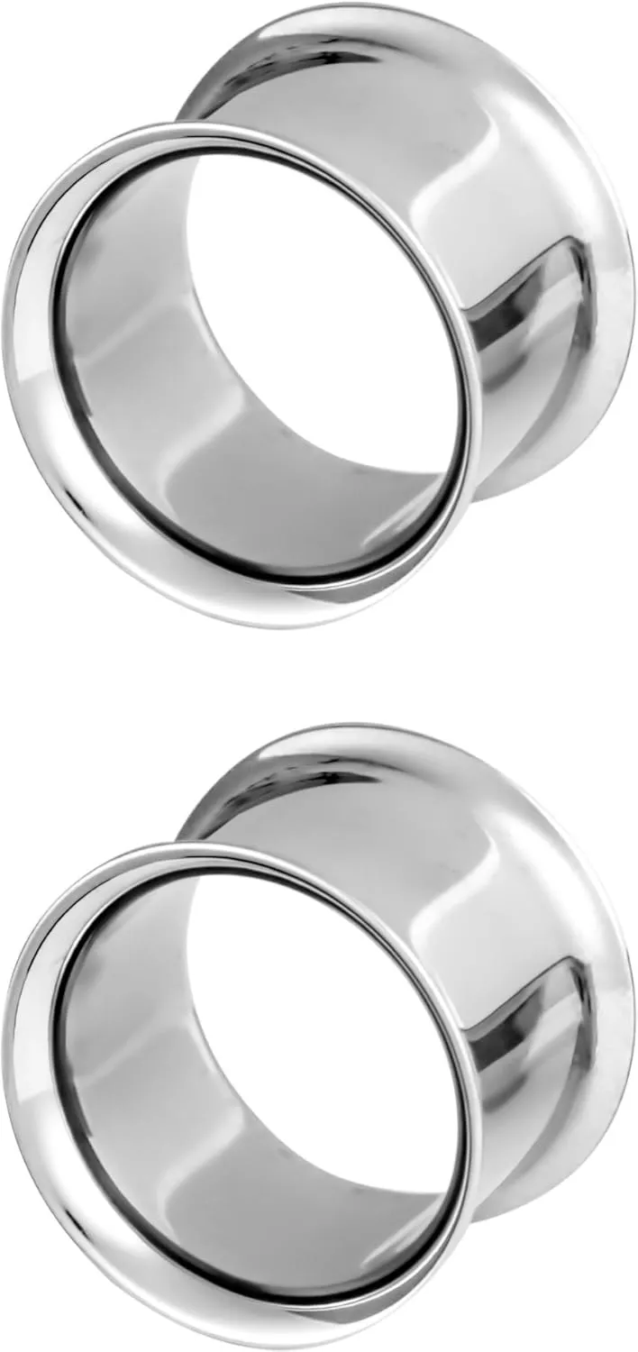 Forbidden Body Jewelry Surgical Steel Ear Gauges, Double Flared Saddle Tunnel Plug Earrings, 12mm - 18mm