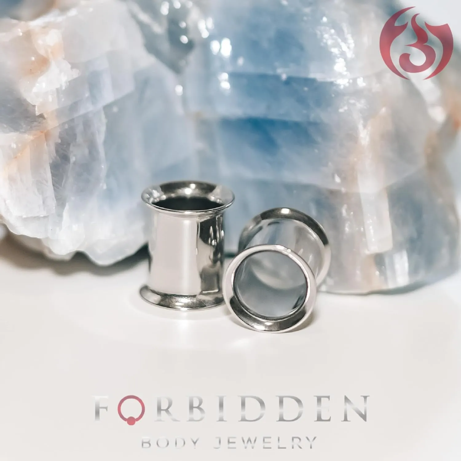 Forbidden Body Jewelry Surgical Steel Ear Gauges, Double Flared Saddle Tunnel Plug Earrings, 12mm - 18mm