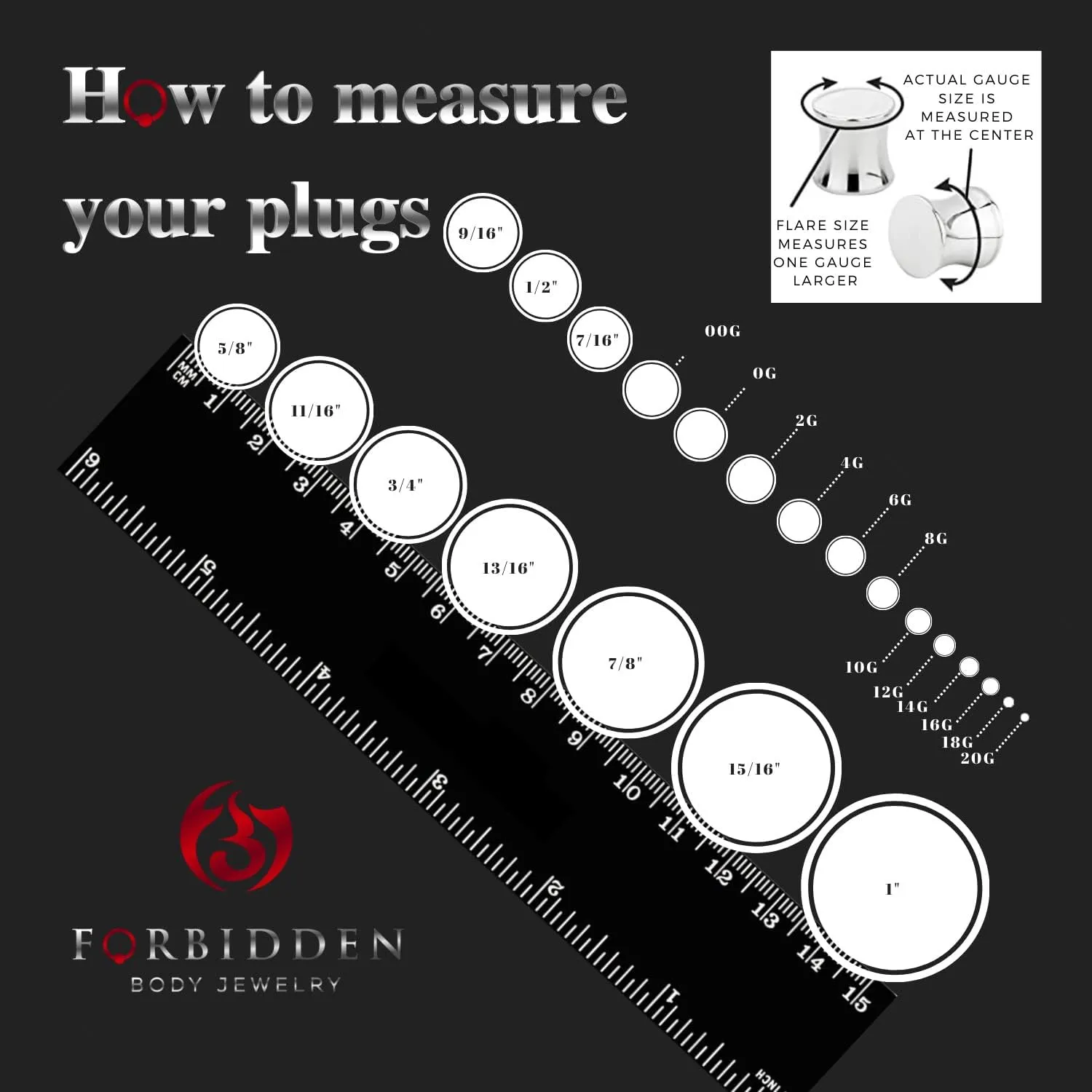 Forbidden Body Jewelry Surgical Steel Ear Gauges, Double Flared Saddle Tunnel Plug Earrings, 19mm - 25mm