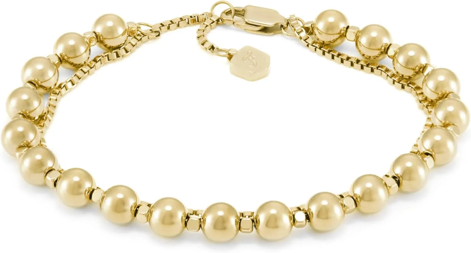Fossil Women's Stainless Steel Gold-Tone Beaded Bracelet