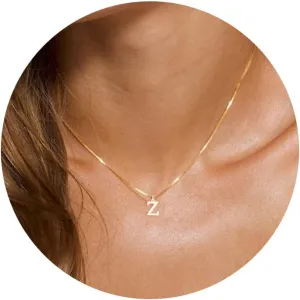 Foxgirl Gold Initial Necklaces for Women, Dainty Gold Letter Necklace Tiny A-Z Pendant Choker Necklace Trendy Cute Personalized Monogram Name Necklace Gold Jewelry Necklace for Women Gift