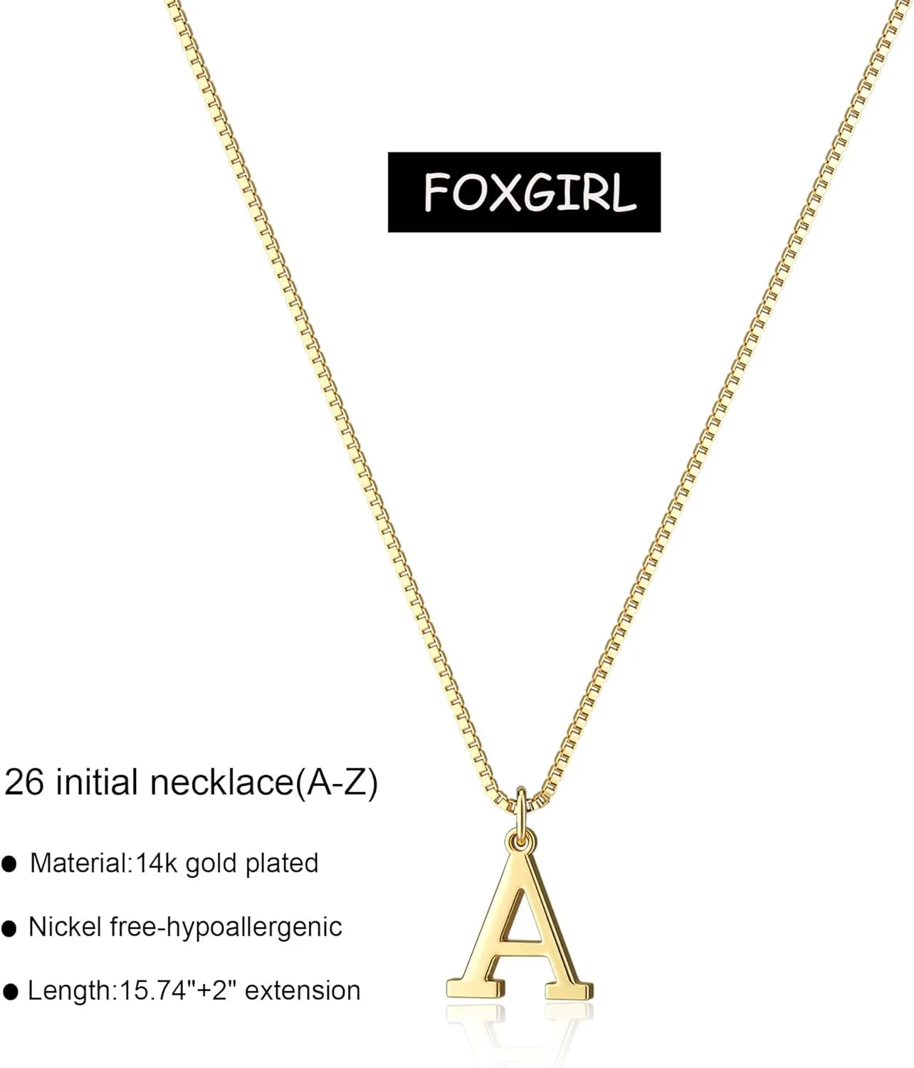 Foxgirl Gold Initial Necklaces for Women, Dainty Gold Letter Necklace Tiny A-Z Pendant Choker Necklace Trendy Cute Personalized Monogram Name Necklace Gold Jewelry Necklace for Women Gift