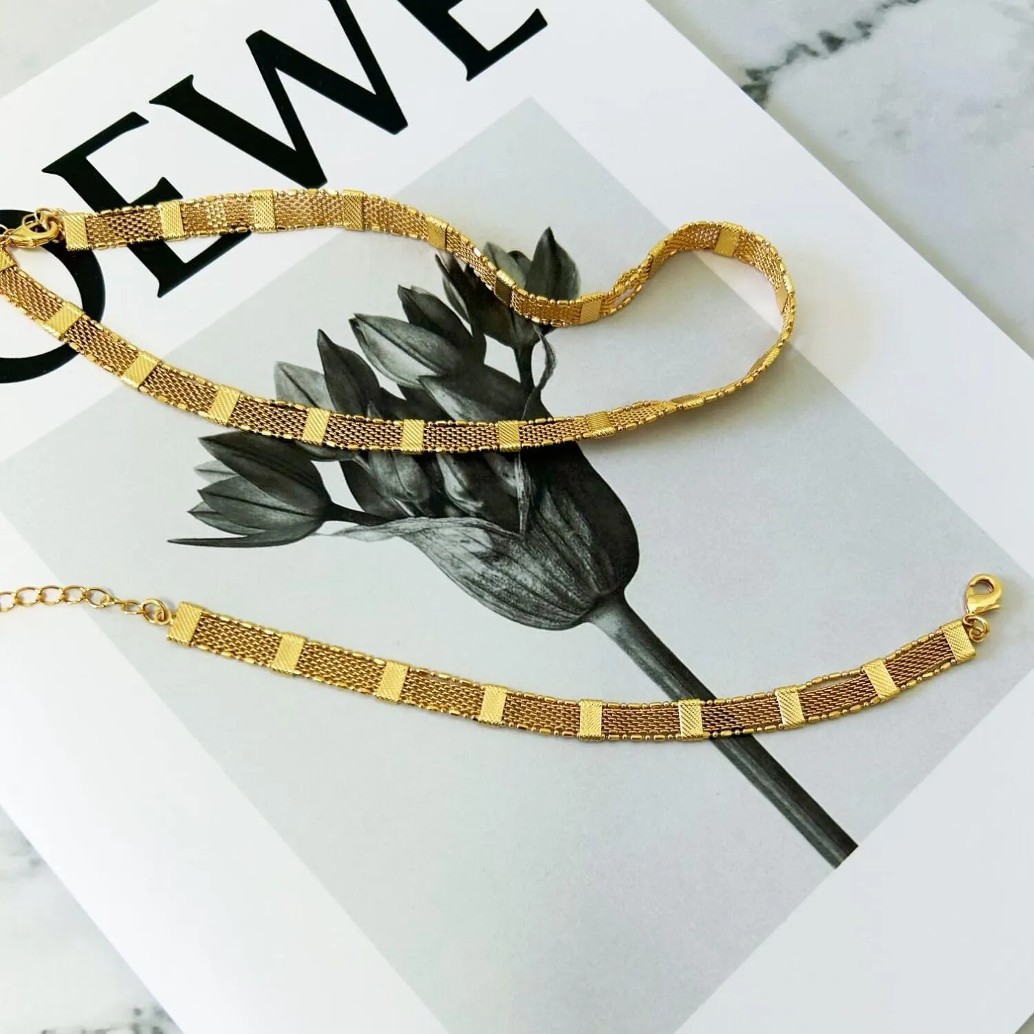 French Fashion Retro Vintage Common Luxury Gorgeous Chunky Necklace Unique Personalised Multi Layered Necklace 18K Gold Plated Brass Necklace Bracelet for Women