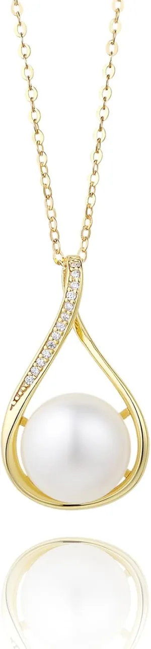 Freshwater Cultured Pearl Pendant Necklace 925 Sterling Silver Jewelry for Women 16-18 inch