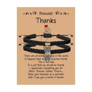 Friendship Butterfly Gifts for Women, Black Bracelets for Women Girls Best Friends String Matching Handmade Adjustable Butterfly Charm Cord Bracelets for Women