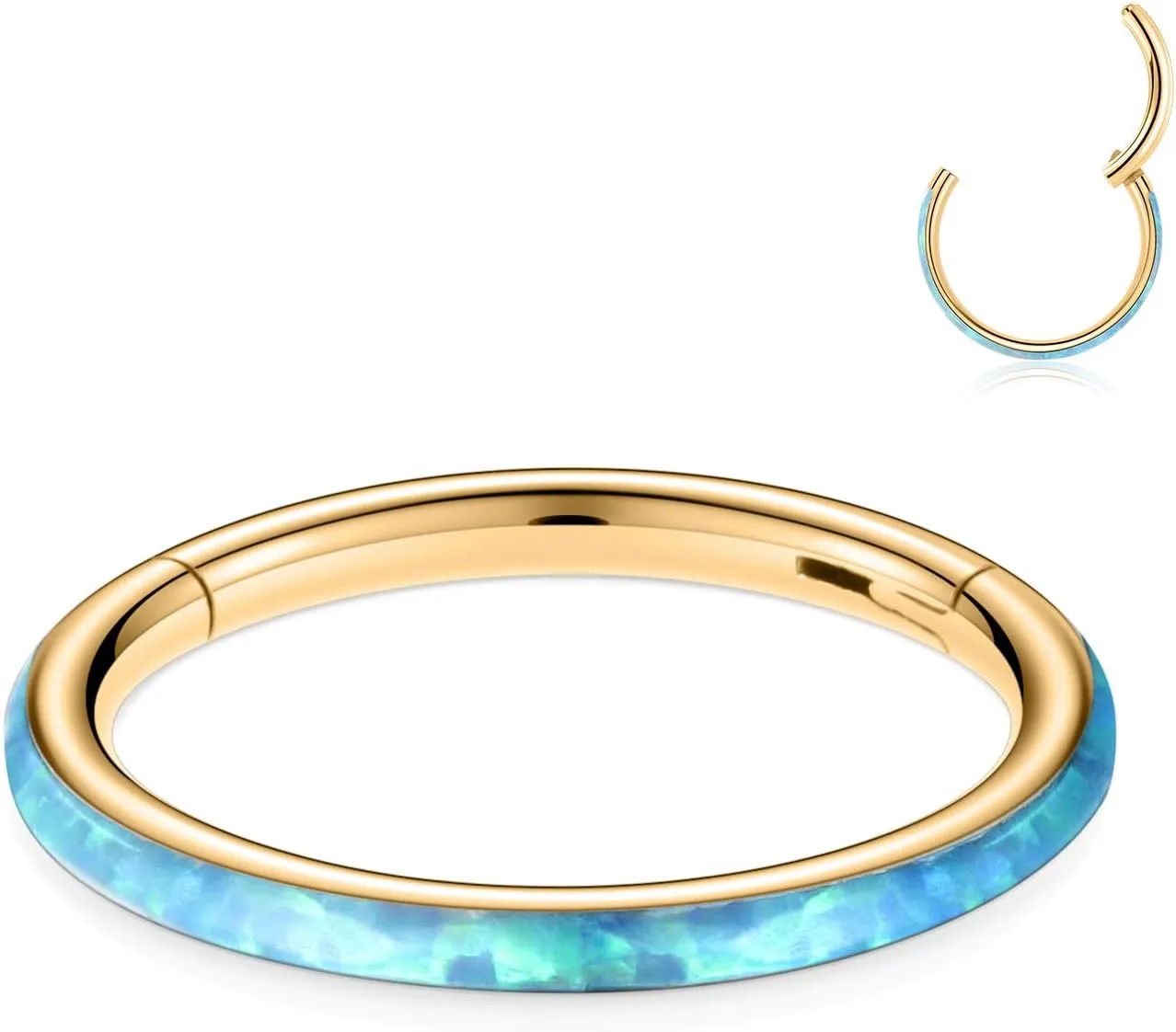 FUNLMO 316L Surgical Steel Nose Ring Hoop Opal Cartilage Earring Conch Daith Rook Orbital Helix Daith Tragus Piercing Jewelry Cartilage Septum Jewelry Cartilage Conch Hoop Earring