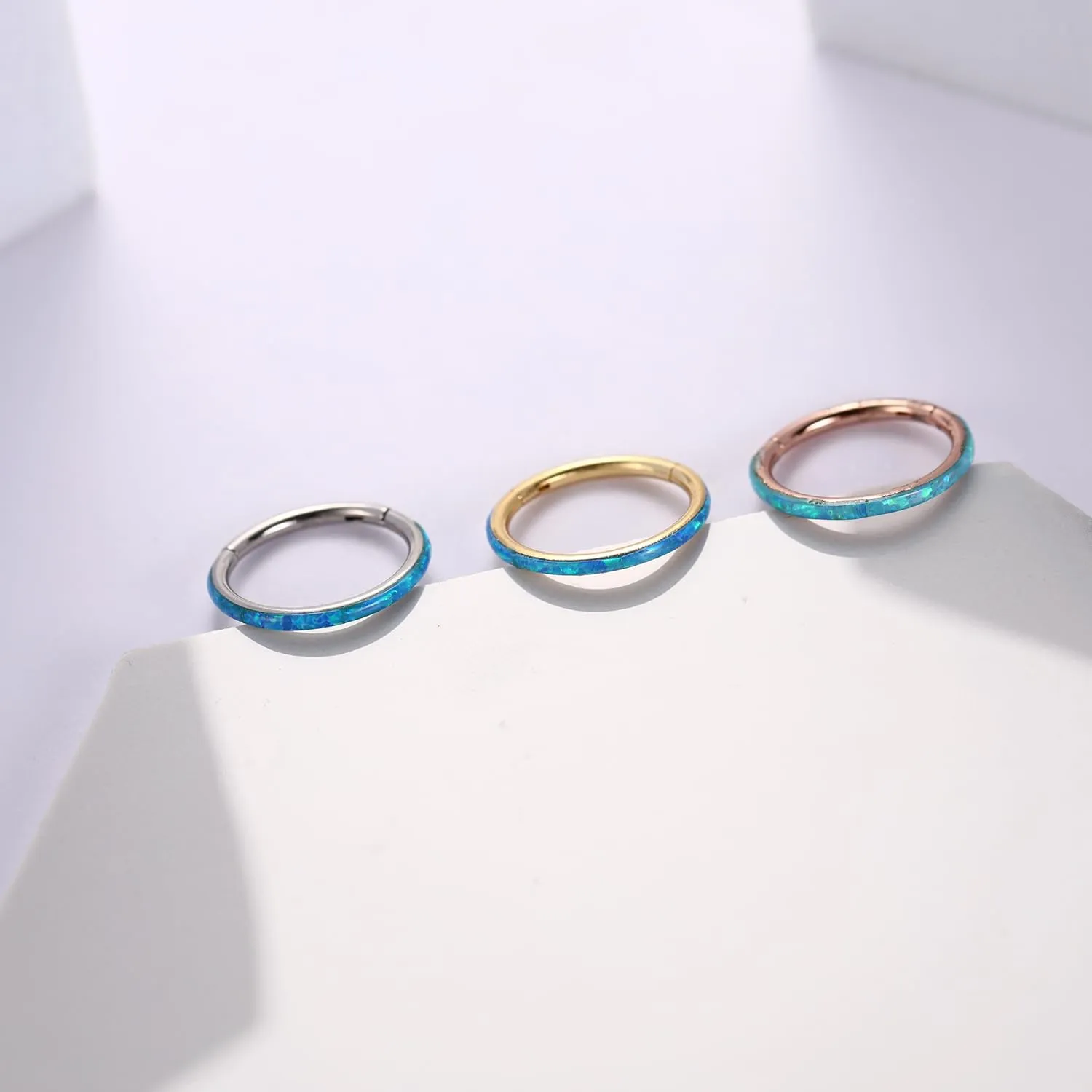 FUNLMO 316L Surgical Steel Nose Ring Hoop Opal Cartilage Earring Conch Daith Rook Orbital Helix Daith Tragus Piercing Jewelry Cartilage Septum Jewelry Cartilage Conch Hoop Earring