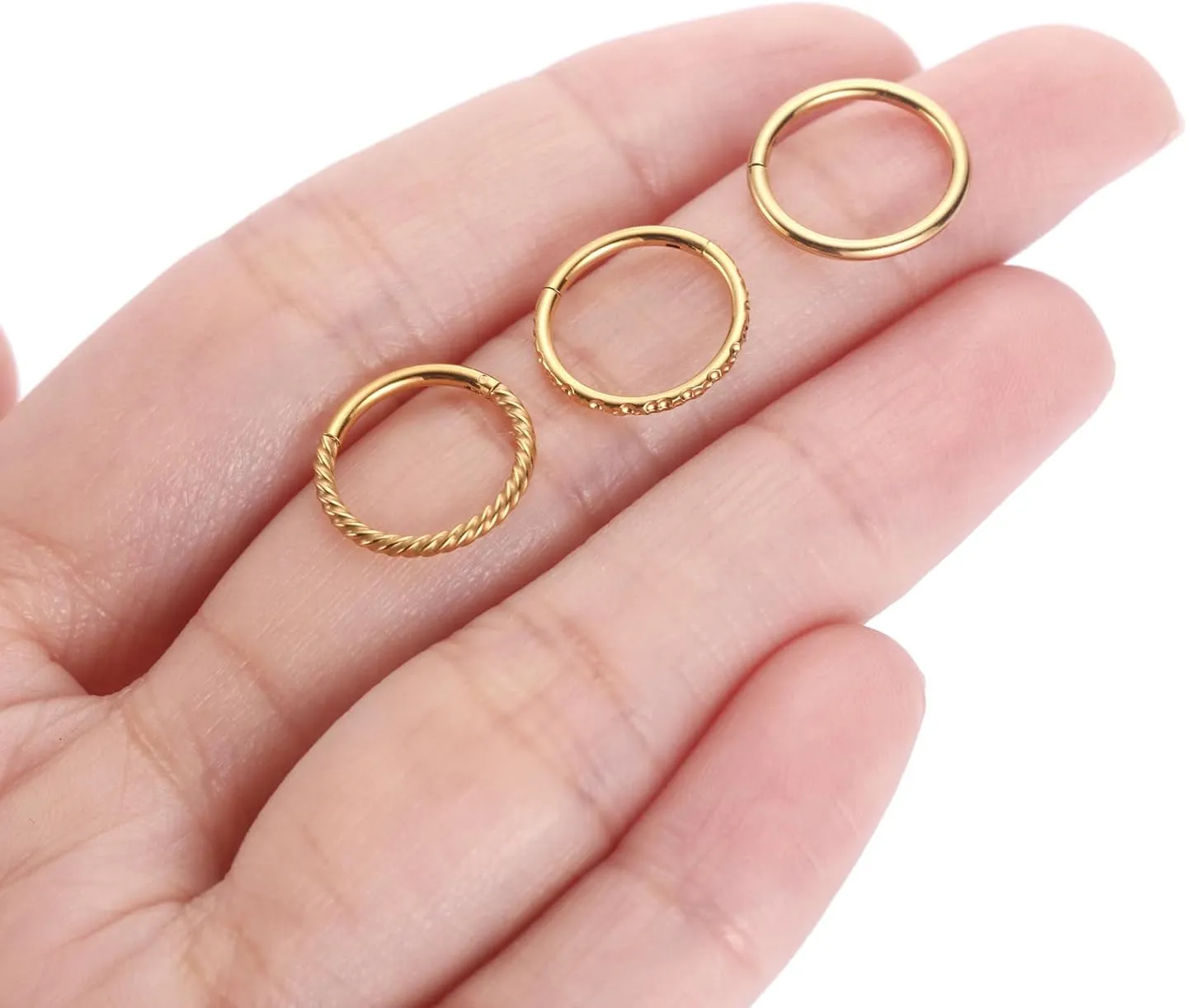 FUNLMO 3Pcs Nose Rings 316L Surgical Steel Septum Rings Tragus Helix Conch Rook Daith Piercing Jewelry Cartilage Earring Lip Rings for Women Men