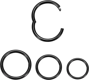 FUNLMO 3pcs Titanium Hinge Segment Ring for Nose Septum Conch Daith Helix Tragus Rook Cartilage Piercing Half Closure New Secure Hook 18G 16G 6mm to 12mm