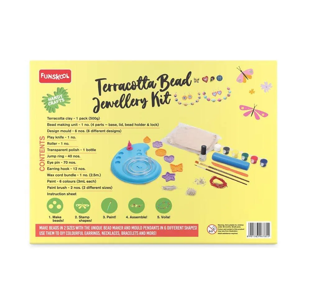 Funskool Handycrafts Terracota Bead Jewellery - Jewellery Making Kit for Ages 6-15 Years