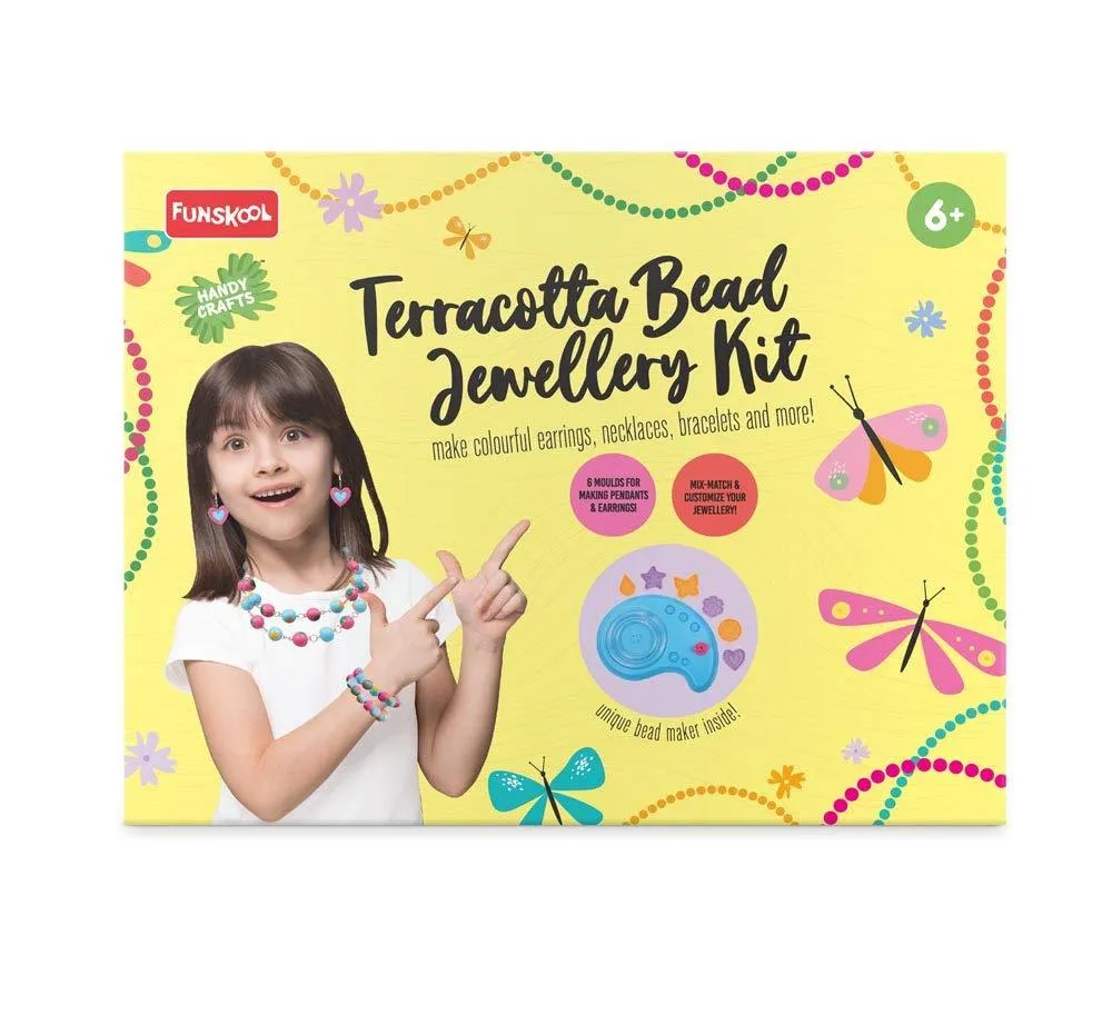 Funskool Handycrafts Terracota Bead Jewellery - Jewellery Making Kit for Ages 6-15 Years