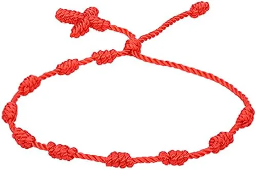 Fuqimanman2020 2PCS Handmade Catholic Rope Lightweight Cross Pray Necklace Bracelet Knotted Rosary Bracelet For Men Women
