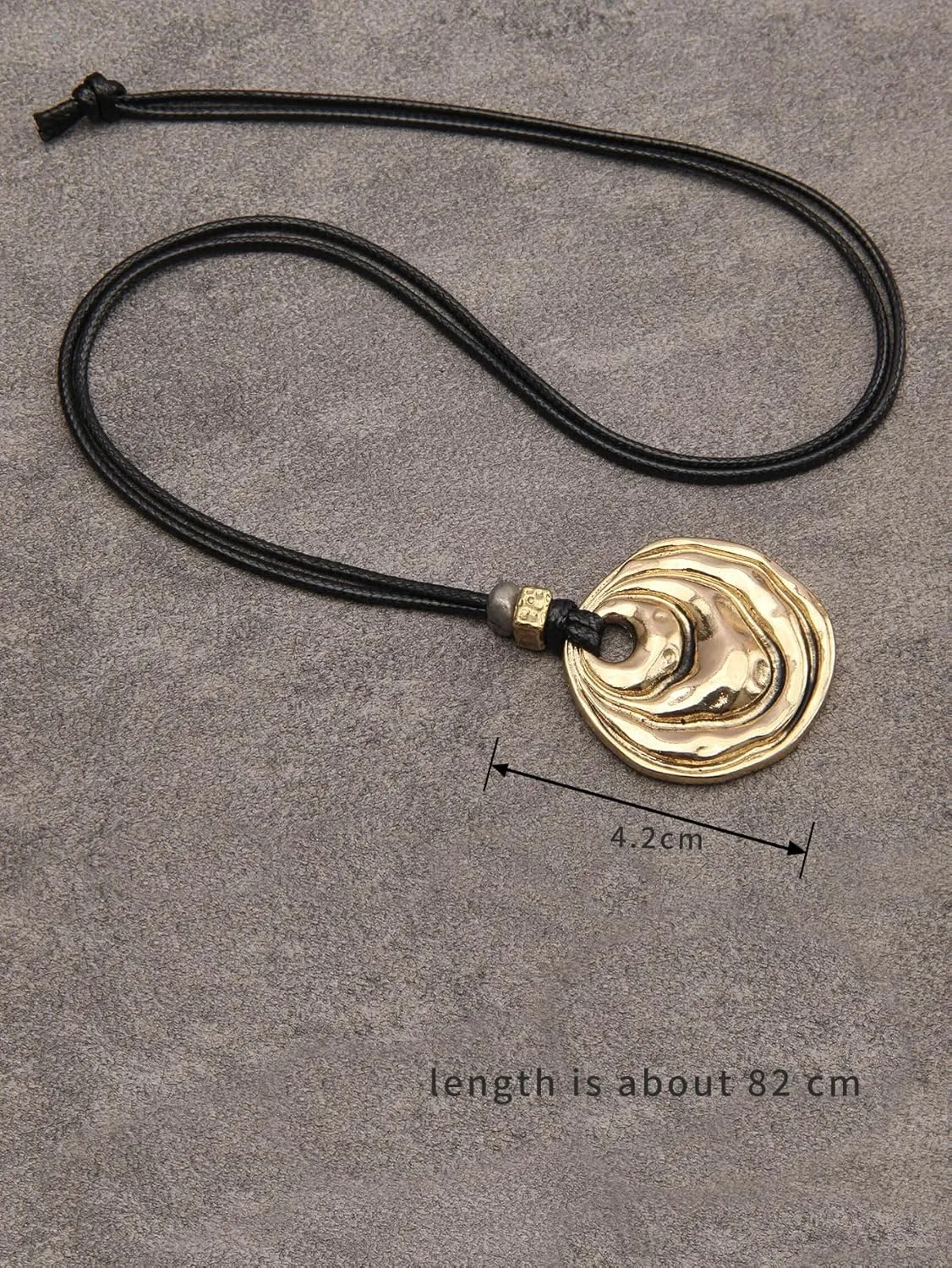 GelConnie Boho Necklaces for Women Vintage Silver Circles Long Pendant Necklace Cowgirl Sweater Necklace Adjustable Leather Choker Necklace for Women