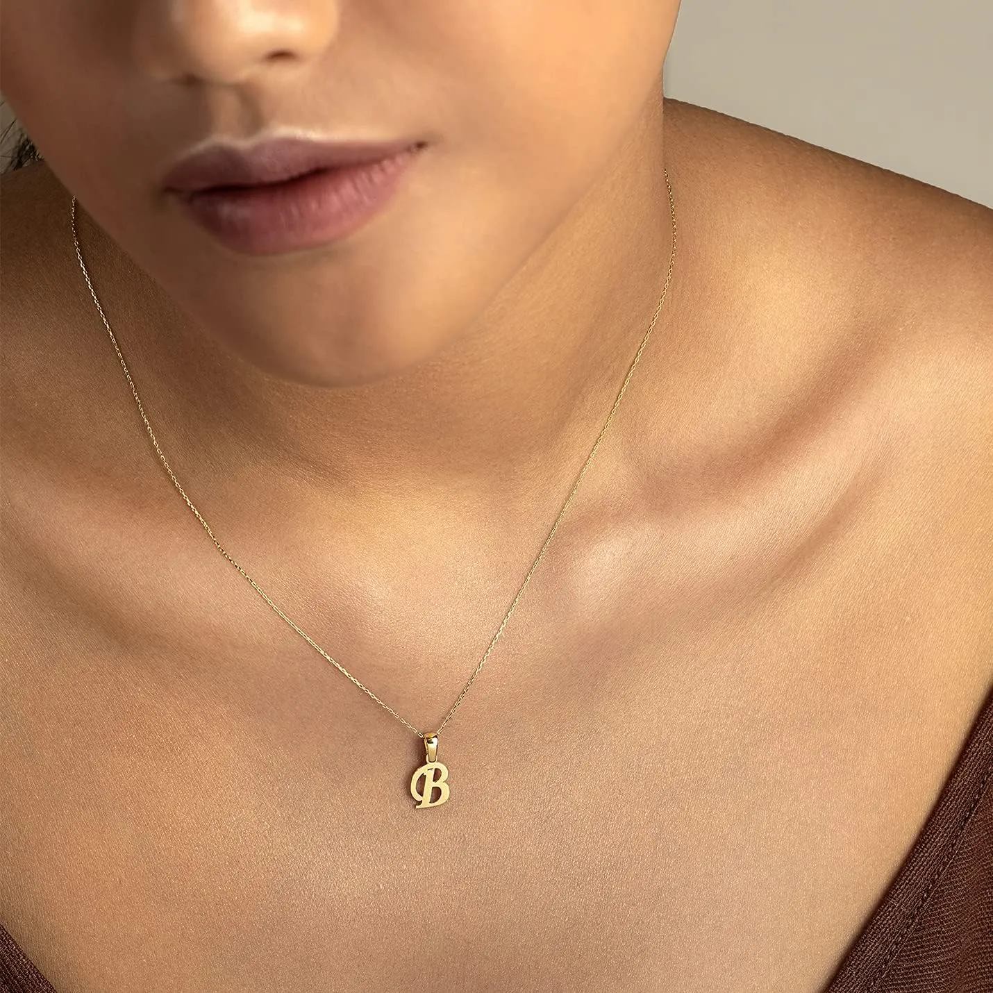 Gelin 14K Solid Gold Custom Script Initial Necklace | 14 Gold Letter Pendant Necklace for Women, A-Z, All Letters, 18"