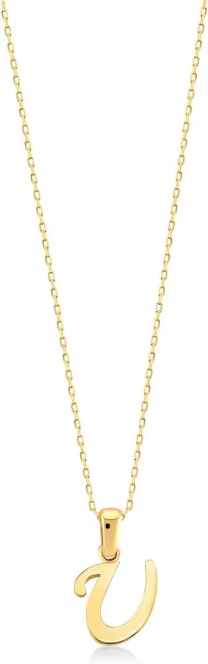 Gelin 14K Solid Gold Custom Script Initial Necklace | 14 Gold Letter Pendant Necklace for Women, A-Z, All Letters, 18"