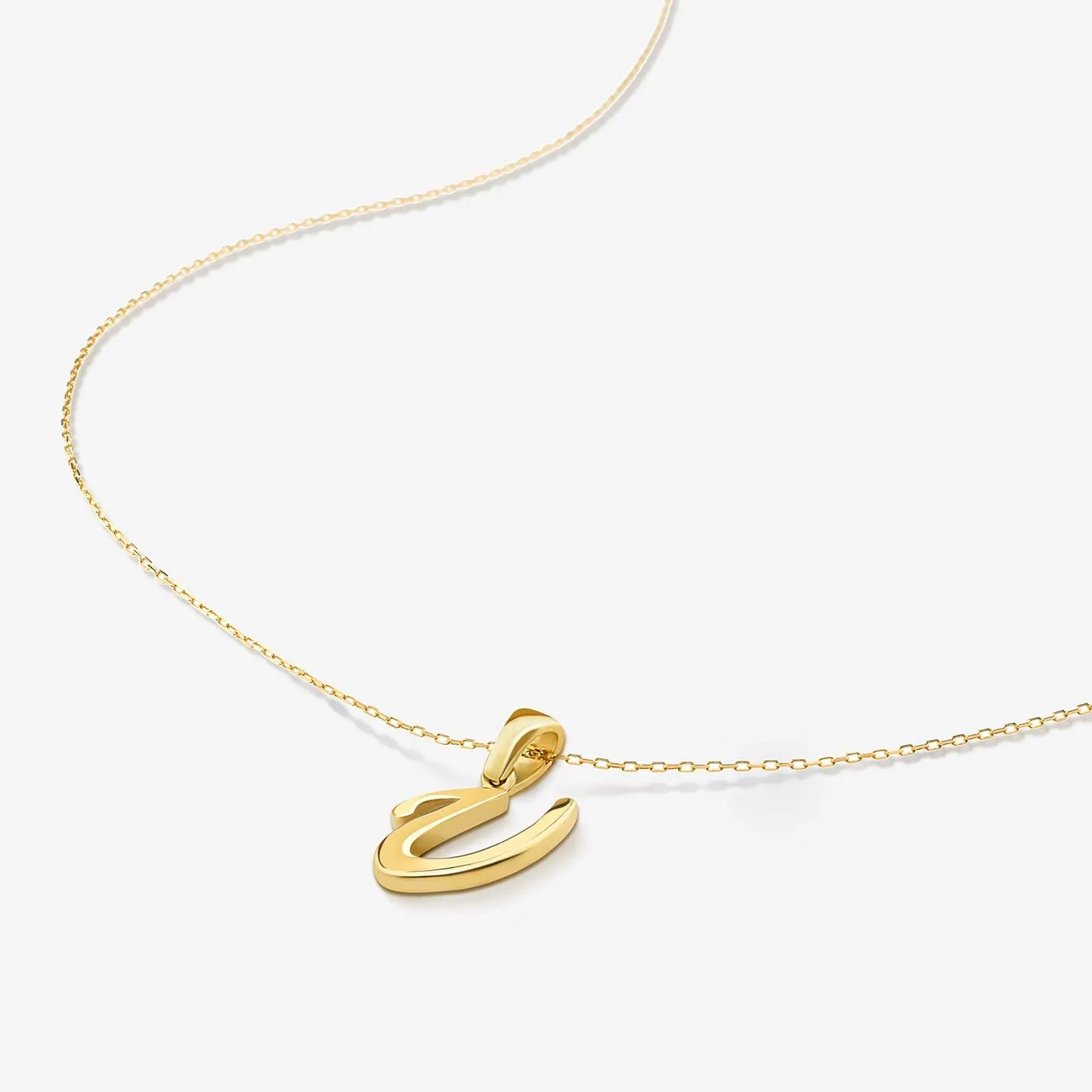 Gelin 14K Solid Gold Custom Script Initial Necklace | 14 Gold Letter Pendant Necklace for Women, A-Z, All Letters, 18"