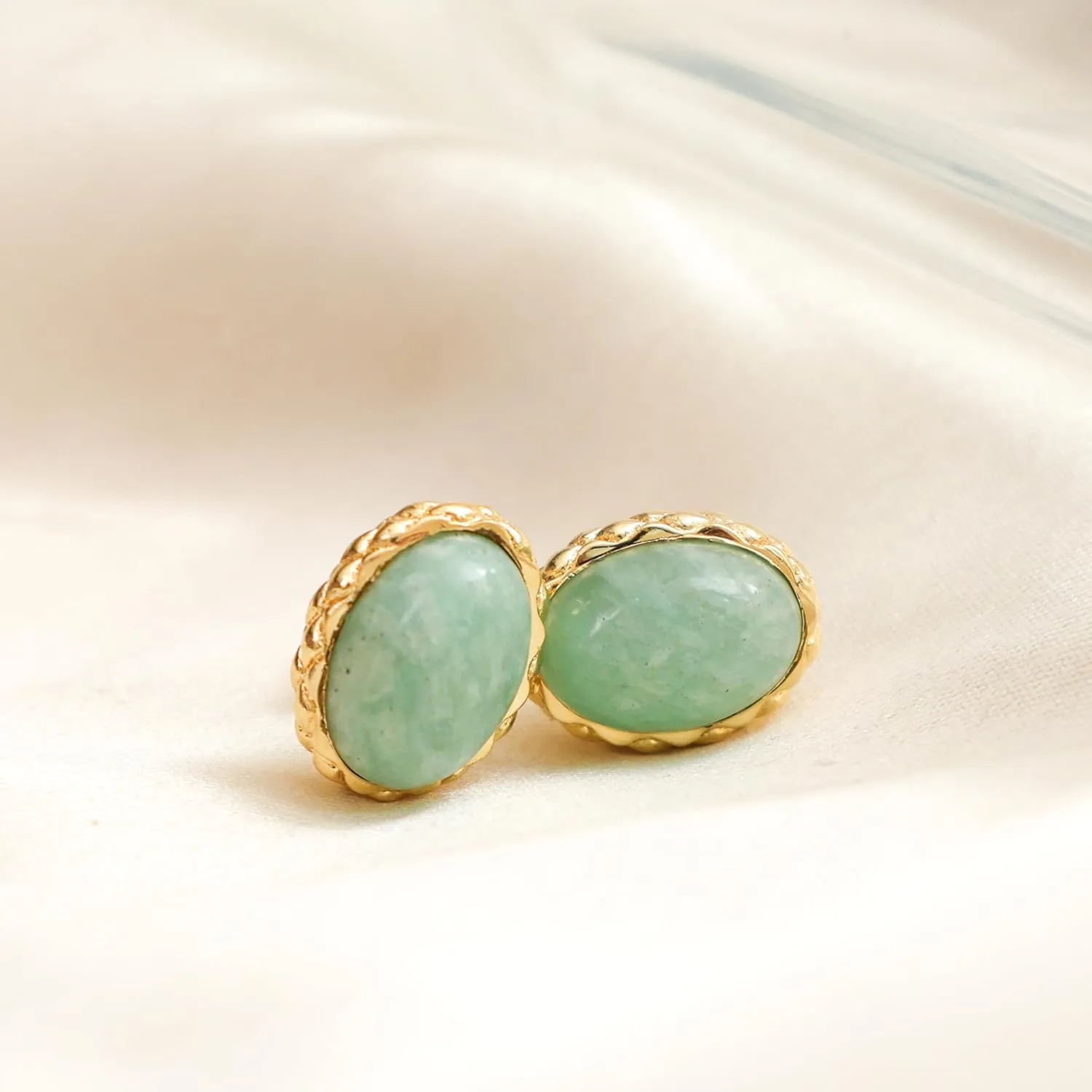 Gempires Bold Oval Gemstone Stud Earrings for Women  Natural Healing Stone Jewelry 14K Gold-Plated Hypoallergenic Tarnish-Resistant  Bold Statement Studs Gift for Her