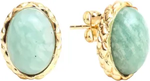 Gempires Bold Oval Gemstone Stud Earrings for Women  Natural Healing Stone Jewelry 14K Gold-Plated Hypoallergenic Tarnish-Resistant  Bold Statement Studs Gift for Her