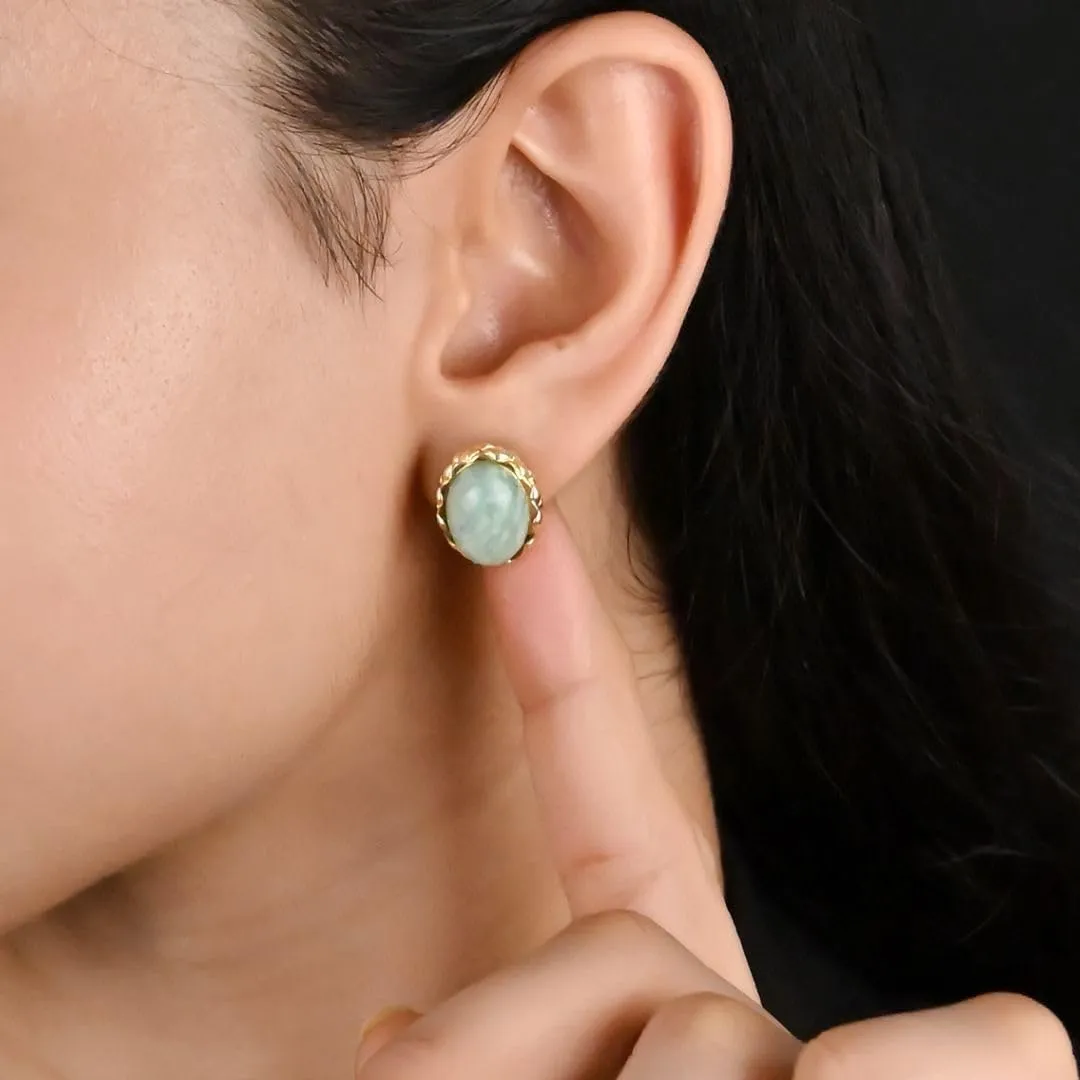 Gempires Bold Oval Gemstone Stud Earrings for Women  Natural Healing Stone Jewelry 14K Gold-Plated Hypoallergenic Tarnish-Resistant  Bold Statement Studs Gift for Her