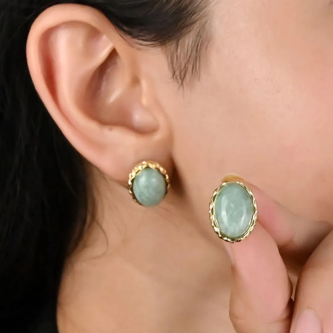 Gempires Bold Oval Gemstone Stud Earrings for Women  Natural Healing Stone Jewelry 14K Gold-Plated Hypoallergenic Tarnish-Resistant  Bold Statement Studs Gift for Her