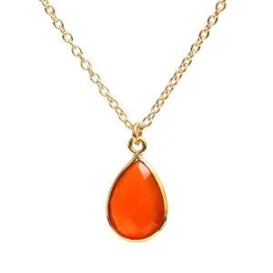 Gempires Carnelian Gemstone Pendant Necklace July Birthstone Crystal Jewelry Hypoallergenic 18 Inch Teardrop Handmade Necklaces For Women