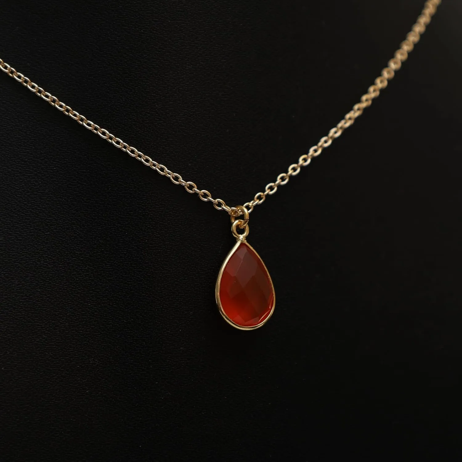 Gempires Carnelian Gemstone Pendant Necklace July Birthstone Crystal Jewelry Hypoallergenic 18 Inch Teardrop Handmade Necklaces For Women