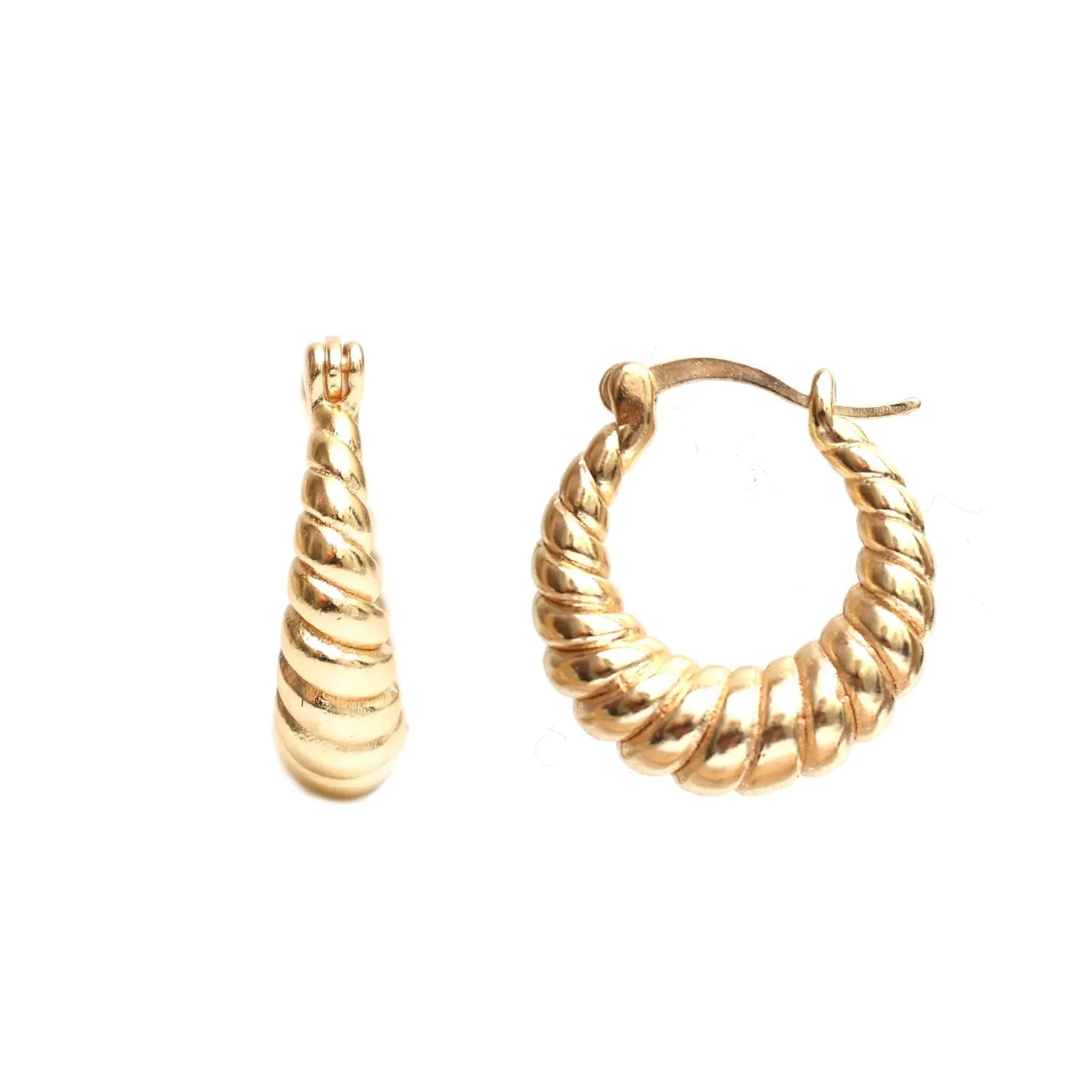 Gempires Twisted Chunky Gold Huggie Hoop Earrings, Croissant Hoop Earrings, Everyday Wear, Statement Earrings,14k Gold Plated Jewelry for Women (Style 10)