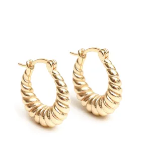 Gempires Twisted Chunky Gold Huggie Hoop Earrings, Croissant Hoop Earrings, Everyday Wear, Statement Earrings,14k Gold Plated Jewelry for Women (Style 10)