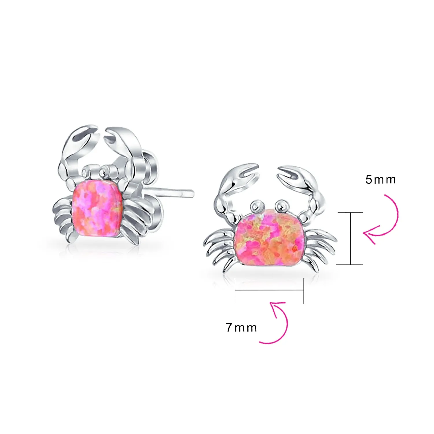 Gemstone Pink Blue White Opal Stud Earrings Sterling Silver October Birthstone