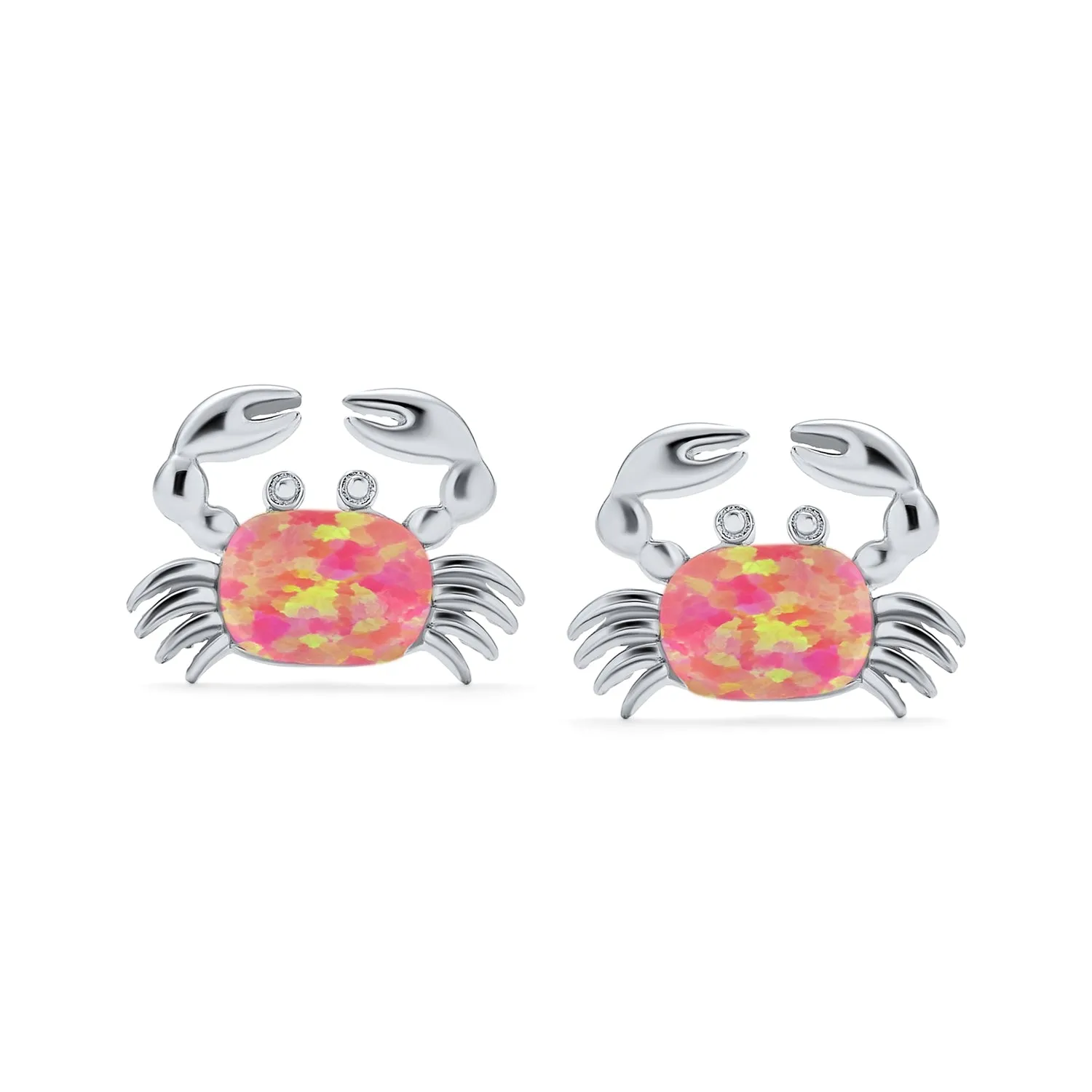 Gemstone Pink Blue White Opal Stud Earrings Sterling Silver October Birthstone