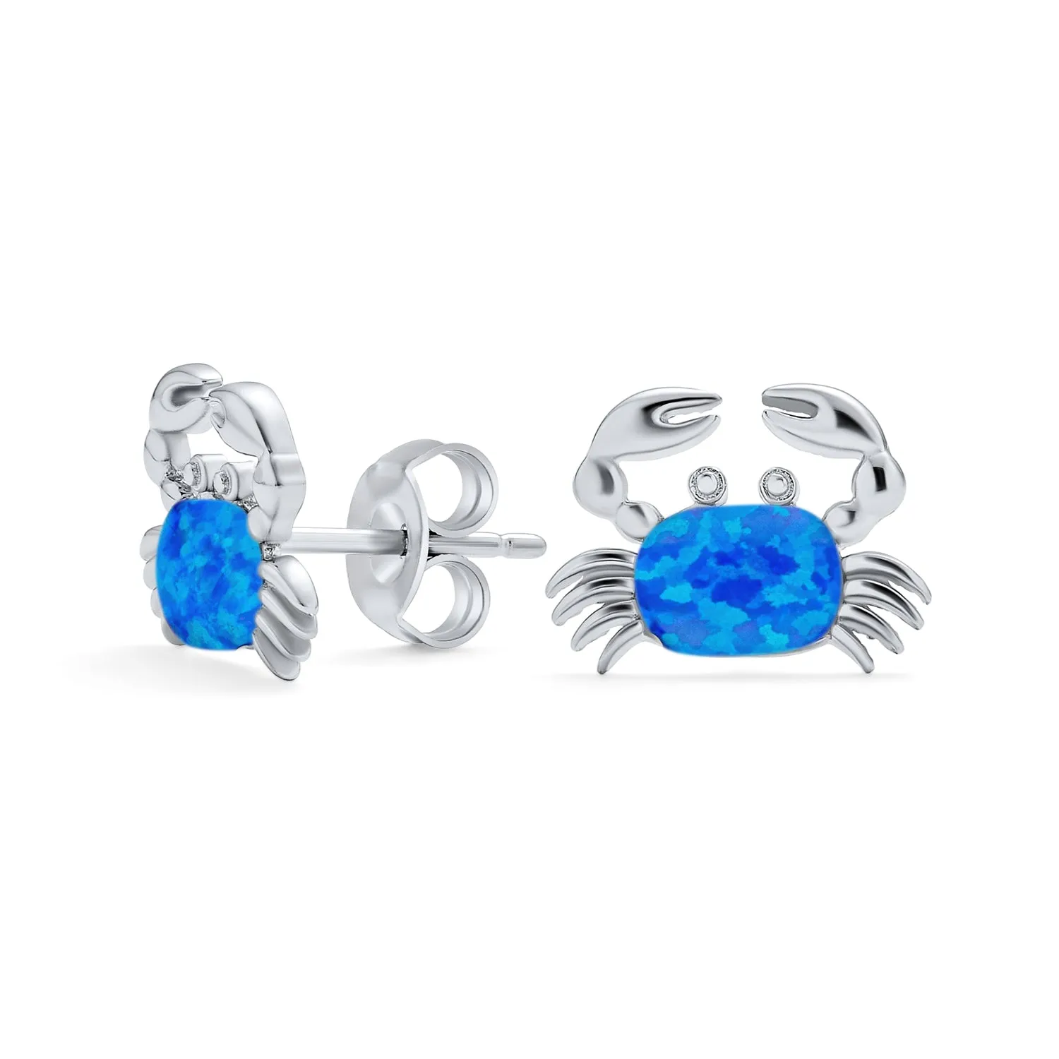 Gemstone Pink Blue White Opal Stud Earrings Sterling Silver October Birthstone