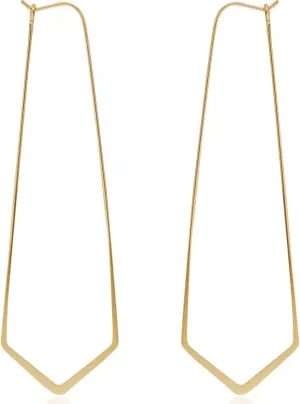 Geometric Chevron Hoop Threader Earrings for Women - Hypoallergenic Lightweight Cutout Thin Wire Drop Dangles - Plated in 925 Sterling Silver or 18K Gold