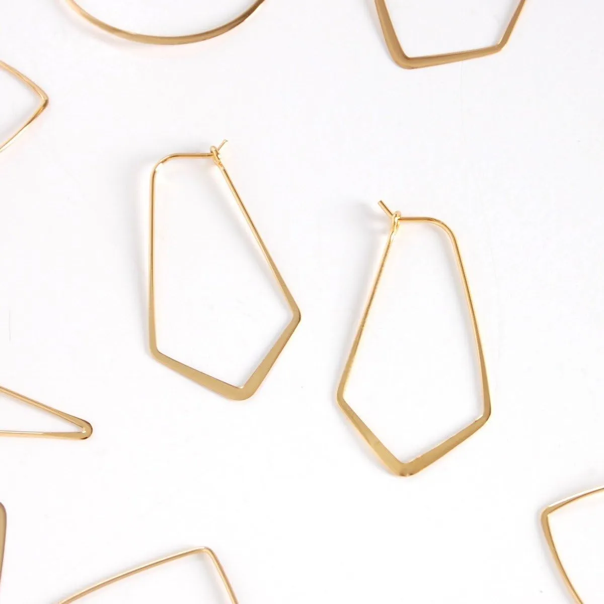 Geometric Chevron Hoop Threader Earrings for Women - Hypoallergenic Lightweight Cutout Thin Wire Drop Dangles - Plated in 925 Sterling Silver or 18K Gold