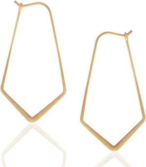 Geometric Chevron Hoop Threader Earrings for Women - Hypoallergenic Lightweight Cutout Thin Wire Drop Dangles - Plated in 925 Sterling Silver or 18K Gold