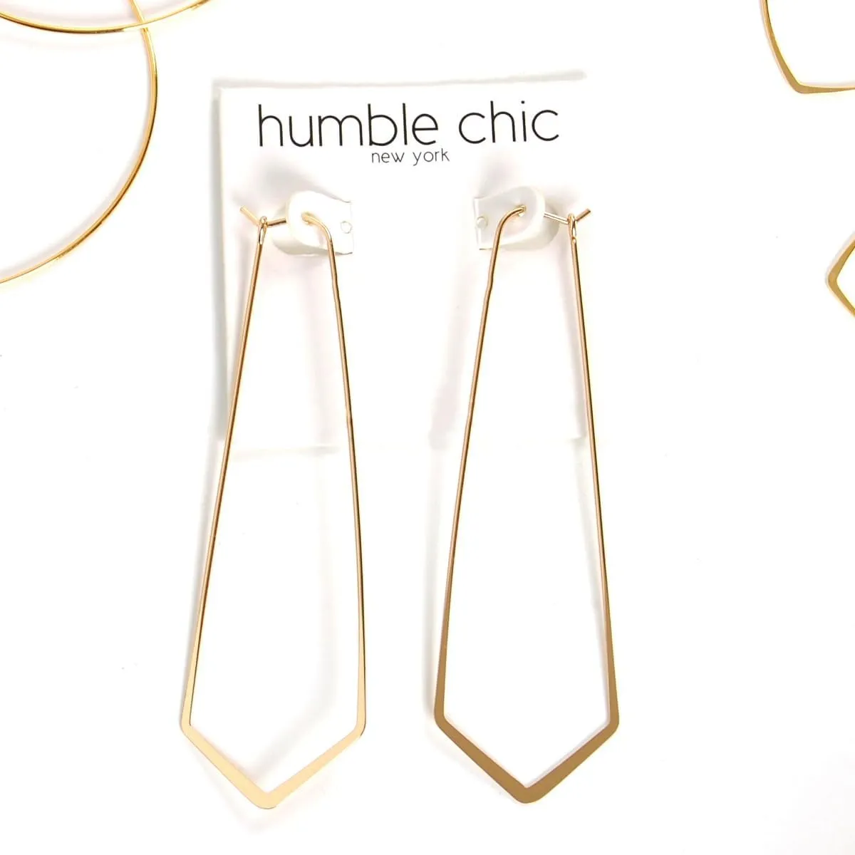 Geometric Chevron Hoop Threader Earrings for Women - Hypoallergenic Lightweight Cutout Thin Wire Drop Dangles - Plated in 925 Sterling Silver or 18K Gold