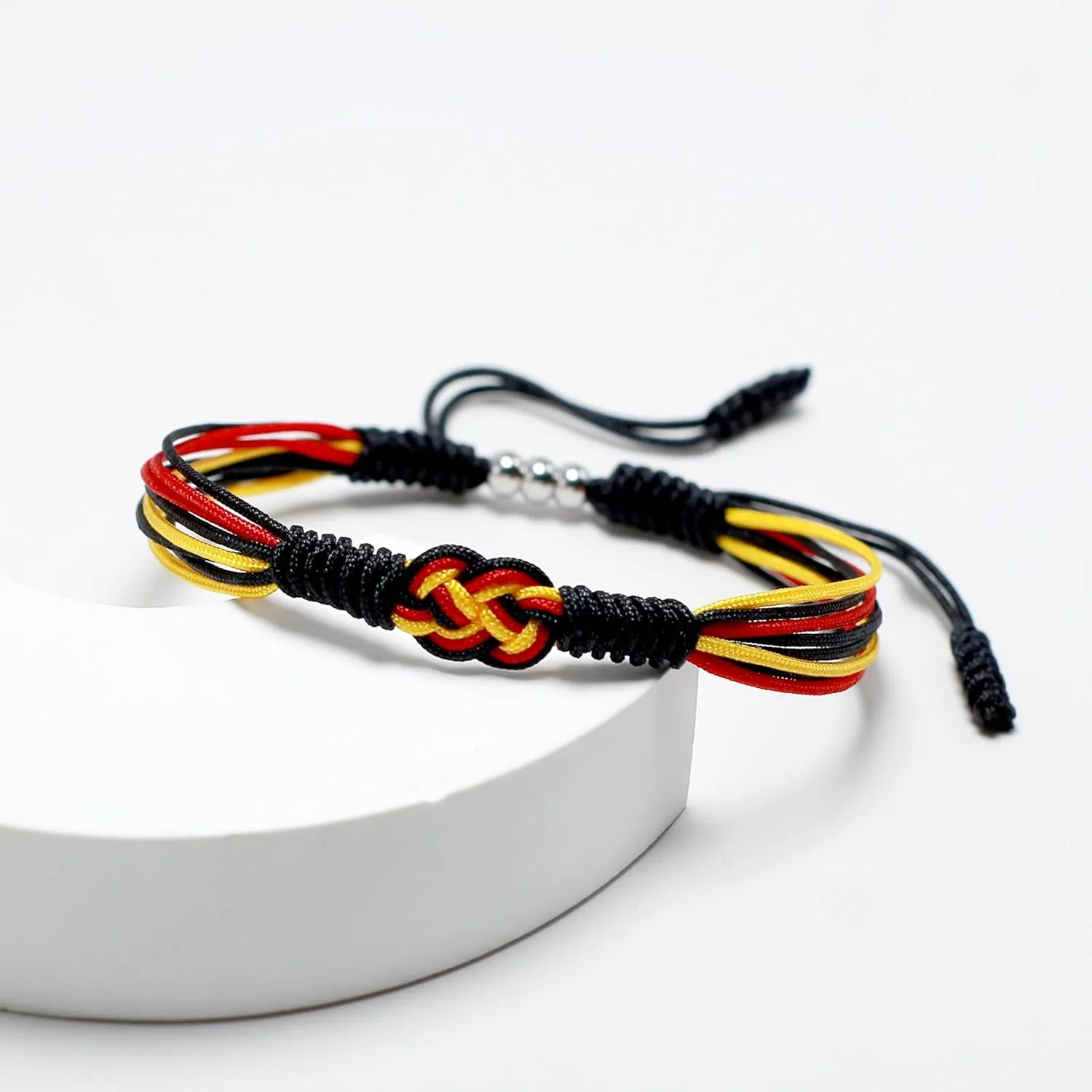 Germany Infinity String Bracelet, Belgium Bracelet, Forever Country Proud Flag Color Tibetan Bracelet, Surfer Wrist Wrap Bracelet for Men, Women, Lucky and Protection (Germany/Belgium)
