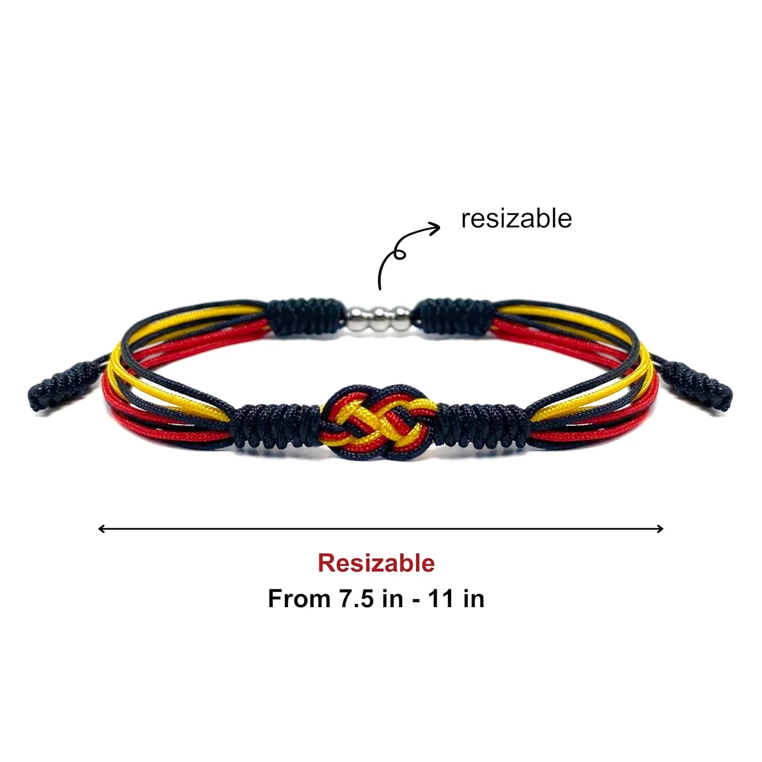 Germany Infinity String Bracelet, Belgium Bracelet, Forever Country Proud Flag Color Tibetan Bracelet, Surfer Wrist Wrap Bracelet for Men, Women, Lucky and Protection (Germany/Belgium)