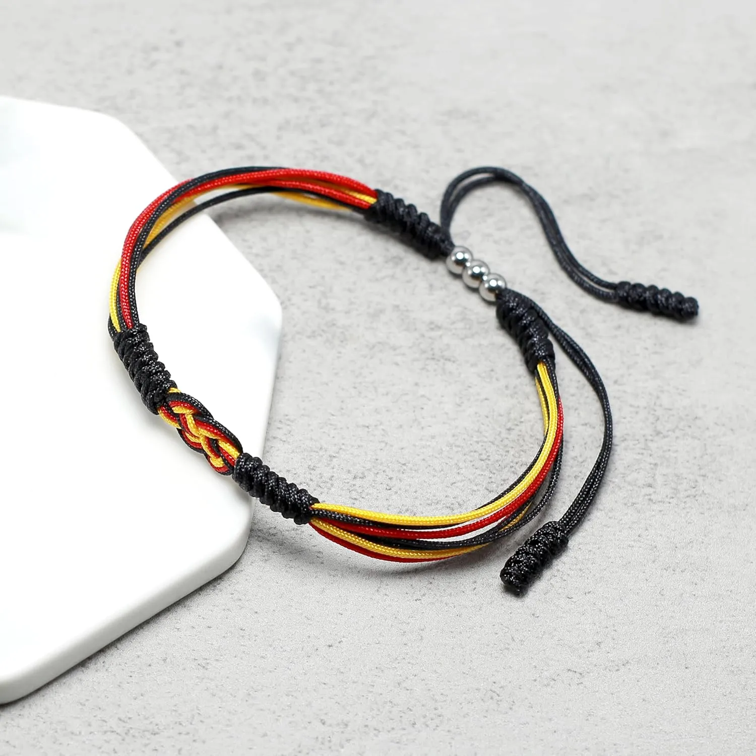 Germany Infinity String Bracelet, Belgium Bracelet, Forever Country Proud Flag Color Tibetan Bracelet, Surfer Wrist Wrap Bracelet for Men, Women, Lucky and Protection (Germany/Belgium)