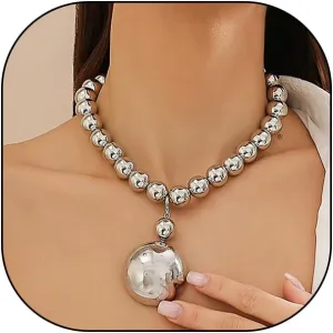 GIGB PBDK Chunky Gold Beaded Necklaces for Women Punk Big Hemisphere Beaded Pendant Necklace Adjustable Exaggerated Ball Choker Necklace Trendy Jewelry Gifts