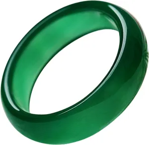 GIGB PBDK Natural Green Jade Ring for Woman Man, Good Luck Fengshui Cinnabar Jewelry