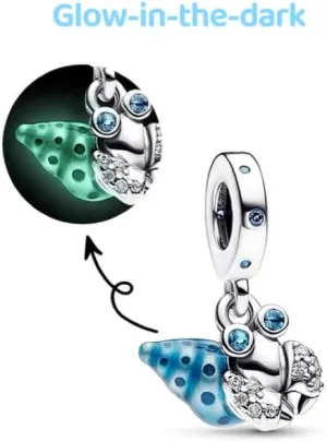 Glow-in-the-dark Hermit Crab Charms Compatible for Pandora Bracelets 2023 and Necklaces for Women 925 Sterling Silver Jewelry Women's Bead Charms,Birthday Gifts