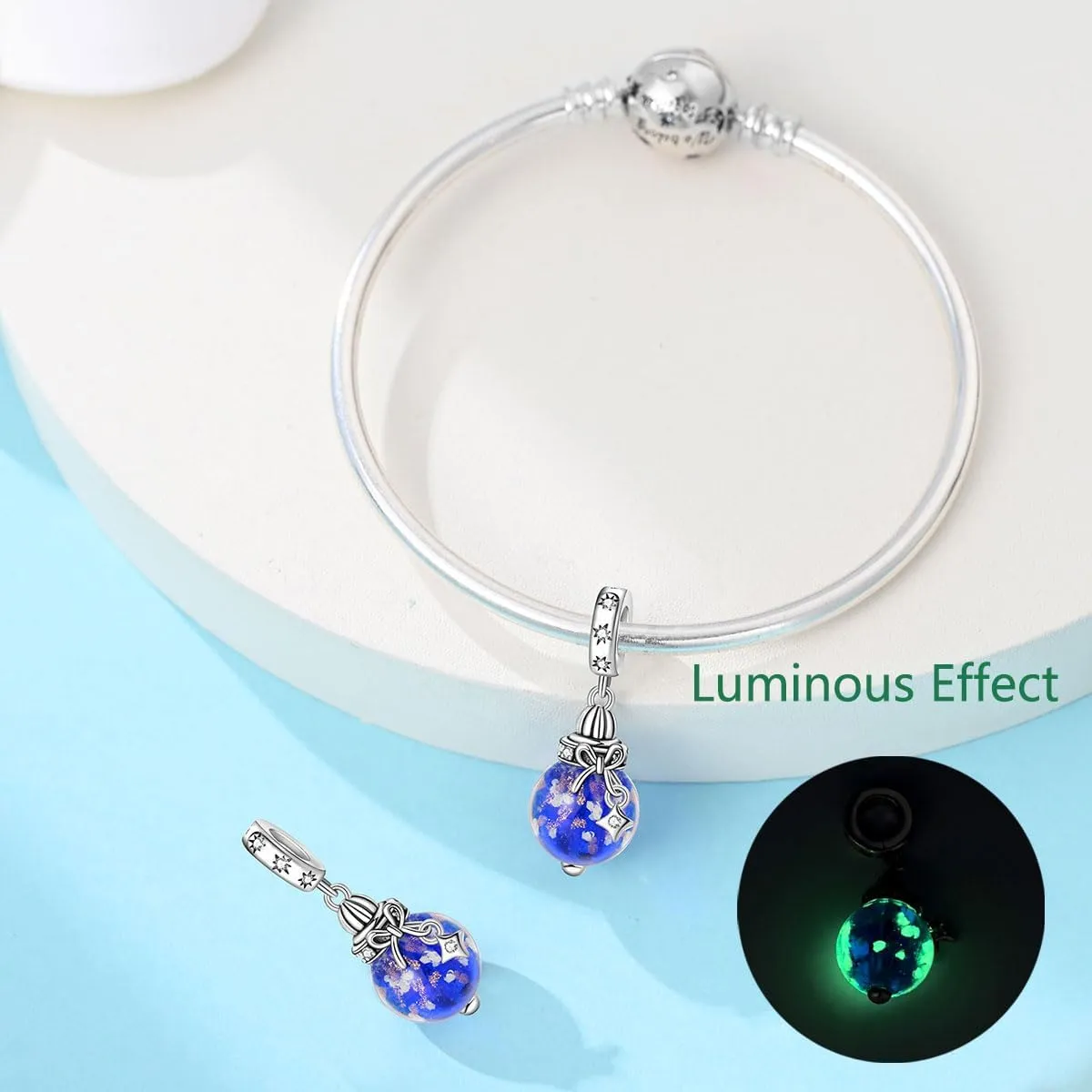 Glow/wishing bottle Silver Charm Bead Hypoallergenic Jewelry for Pandora Bracelets & Necklaces, Mothers Day Christmas Gifts