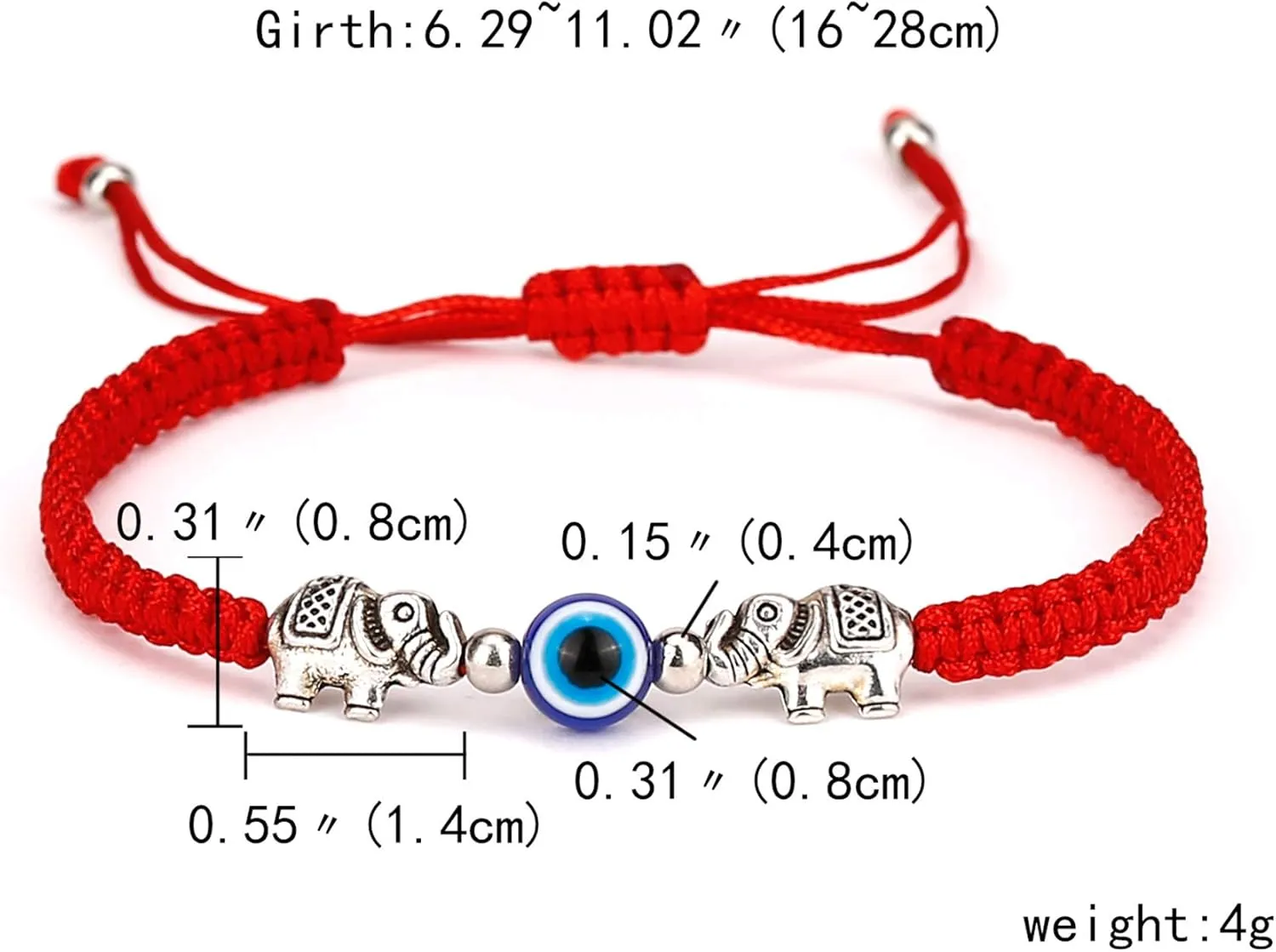 Gmai Evil Eye Lucky Pendant Bracelets Anklet Red Rope Cord Thread Braided Amulet Family Couple Friendship Adjustable Elephant Butterfly Sun Bracelets for Women Men