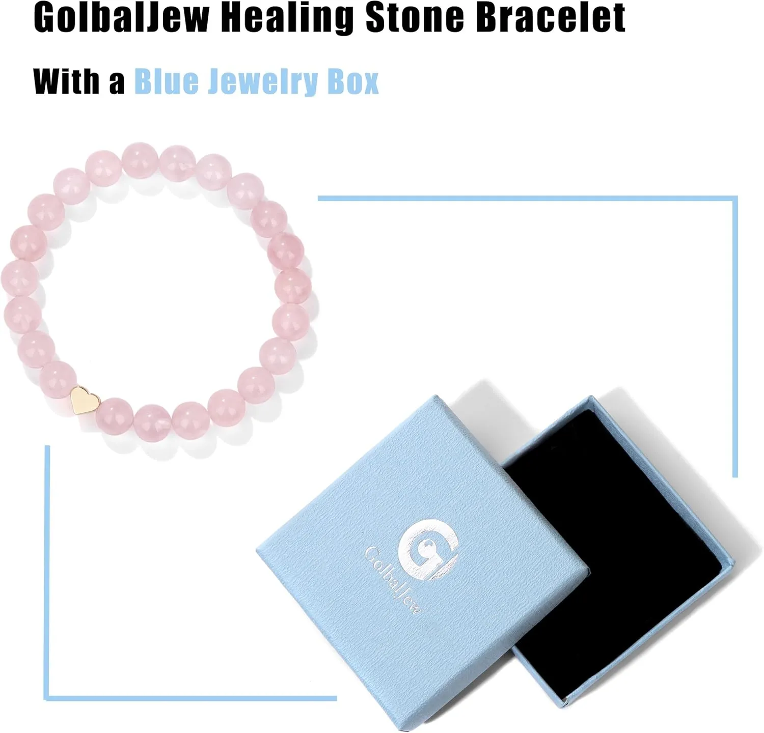 GolbalJew Healing Bracelet For Women Anxiety Beaded Bracelets Jewelry Healing Stone Crystal Bracelet Stress Relief Yoga Beads Chakra Bracelets Gifts For Women pink