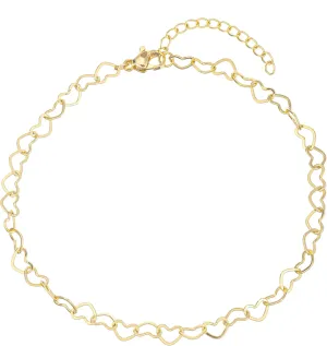 Gold Ankle Bracelets for Women 14K Gold Plated Beaded Heart Chain Simulated Pearl Anklets for Women Waterproof