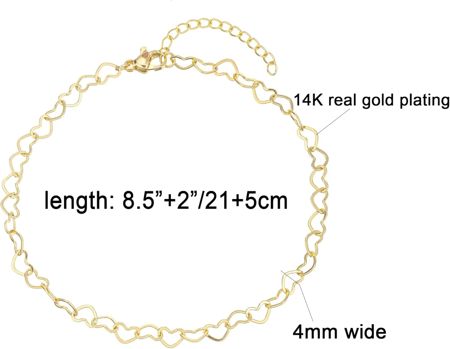 Gold Ankle Bracelets for Women 14K Gold Plated Beaded Heart Chain Simulated Pearl Anklets for Women Waterproof