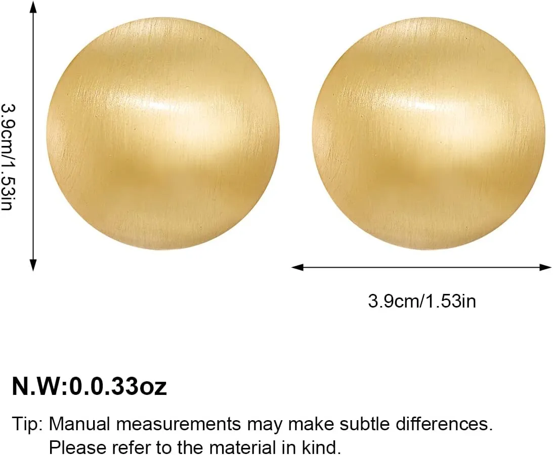 Gold Button Stud Earrings for Women Brushed Discs Stud Earrings Polished Ball Earrings for Women Vintage Jewelry