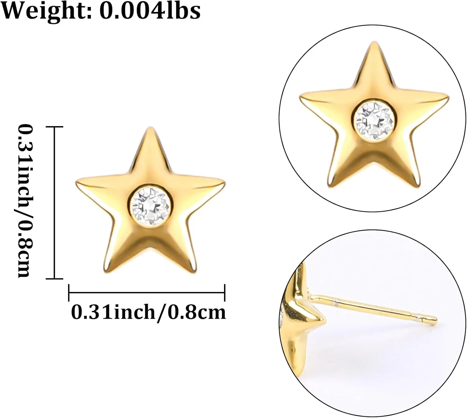 Gold Chain Sun and Sunburst Dragonfly Star OK Stud Earrings for Women, 14k Gold Plated Cute Cubic Zirconia Earrings Dainty Fashion Diamond Small Mini Trendy Earings Hypoallergenic Jewelry Gifts